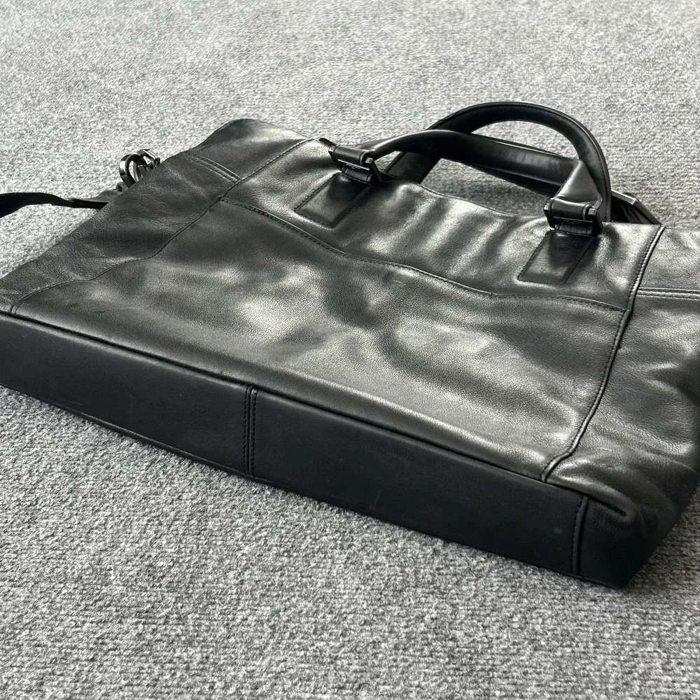 Tumi Dover Slim Leather Briefcase 68516D Black Laptop Bag Business Work‎
